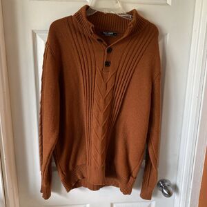 Paul Jones Men’s Large Sweater Orange Vintage 1/4 Button Knit Pullover